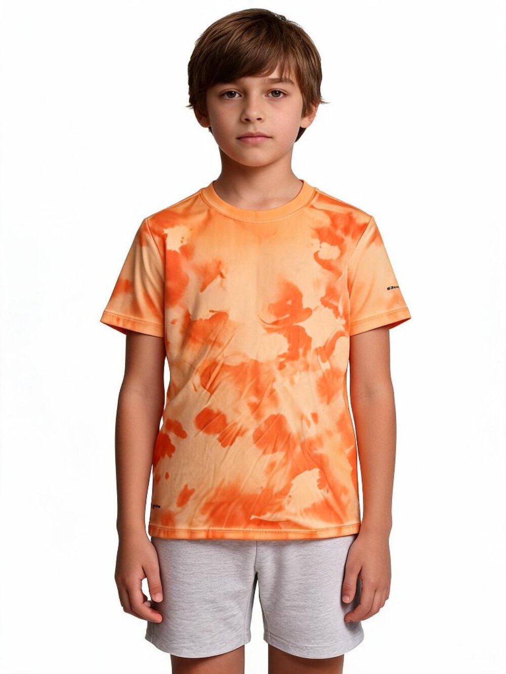 Athletic Works boys orange tie dye athletic short sleeve performance tee shirt